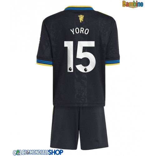 Maglie da calcio Manchester United Leny Yoro #15 Terza Maglia Bambino 2025-26 Manica Corta + Pantaloni corti)